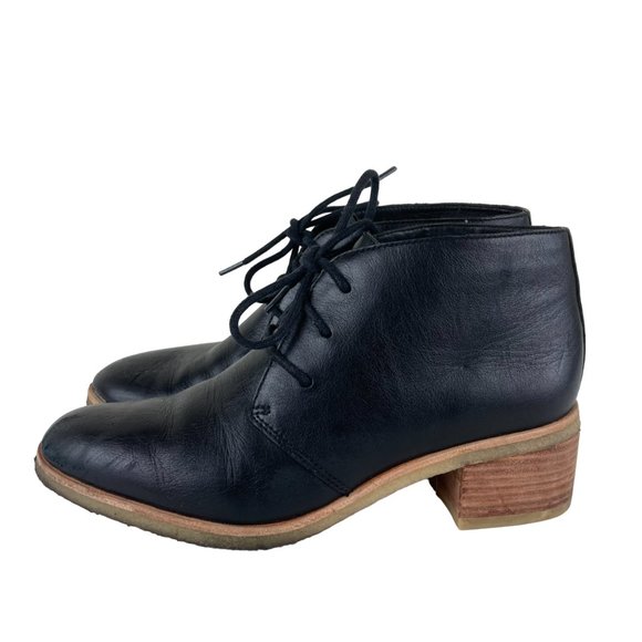 Clarks Shoes - Clarks Womens Sz 8 Originals Phenia Black Leather Oxford Lace Up Bootie